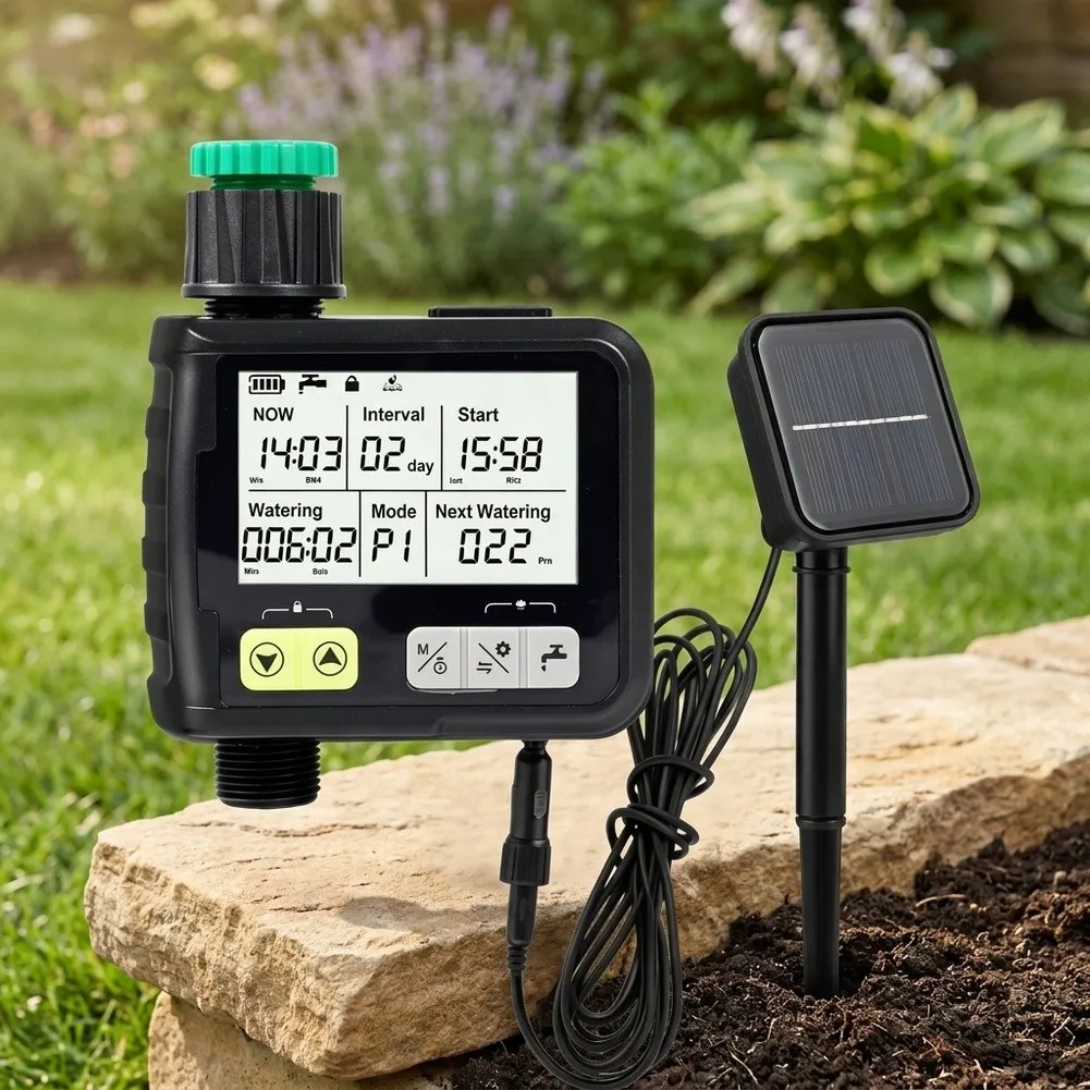 Reliable Solar Drip Irrigation Timer with Rain Detection Functionality and 9-Program Scheduling for Outdoor For Garden Use