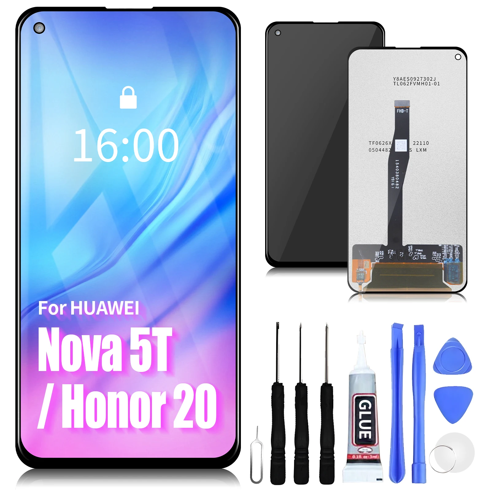 Huawei nova 5T, Honor 20,6.26,l61,l71,l61d用の交換用タッチスクリーン