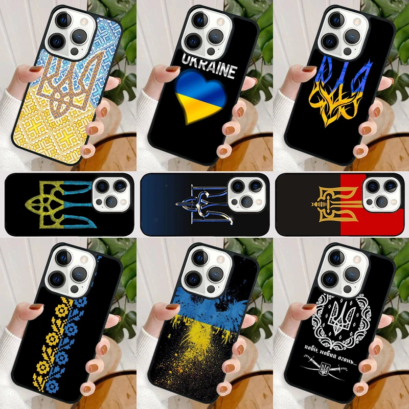 Ukraine Tryzub Flag Phone Case For iPhone 16 15 SE2020 14 Max 6 7 8 Plus 11 12 13 Pro Max Mini Phone Cover coque