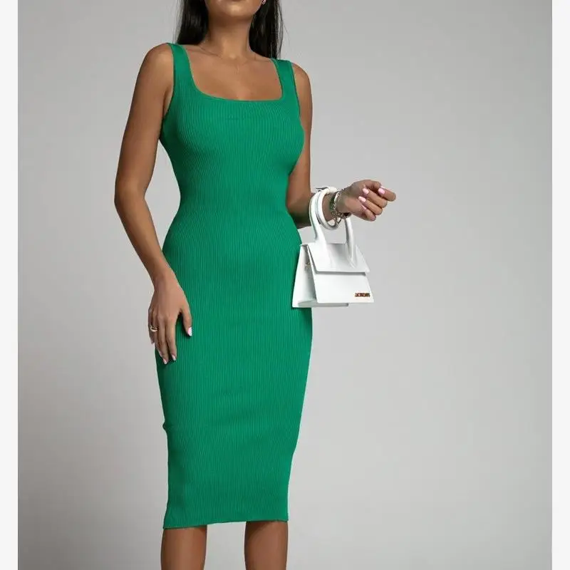 Estate 2023 Gonna casual da donna Dres Gonne lunghe a vita media lavorate a maglia rotonde Ne H-ape Colore puro No-Sve Dres