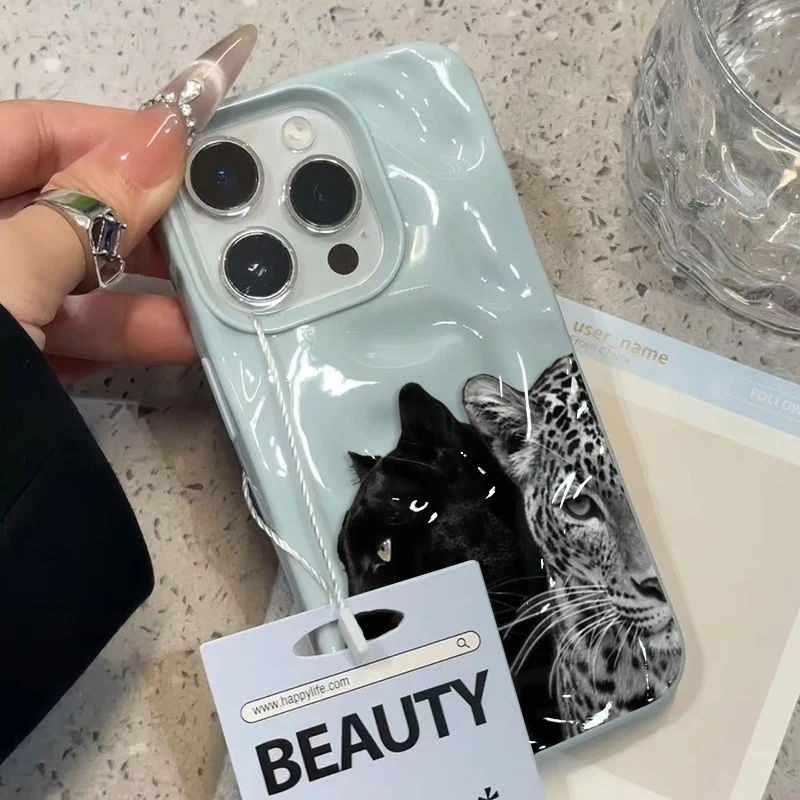 Противоударный чехол с ярким леопардовым узором и складками для iPhone 16, 15, 14, 13, 12, 17 Pro Max Plus 17, мягкий силиконовый чехол