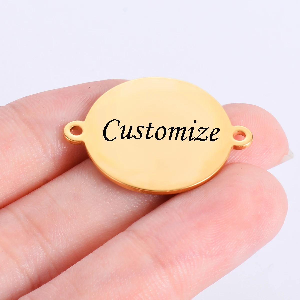 20pcs/lot Stainless Steel Customize logo Tags Charms Connectors for DIY Jewelry Making Personalized name logo free engraving