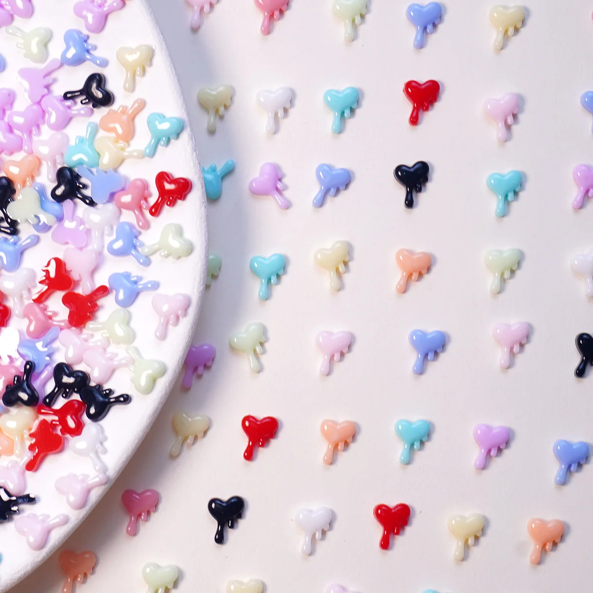 30/50/100Pcs 6.5*9mm Heart Shaped 3D DIY Nail Art Accessories Mobile Phone Case Decorations Photo Frame Craft Supplies