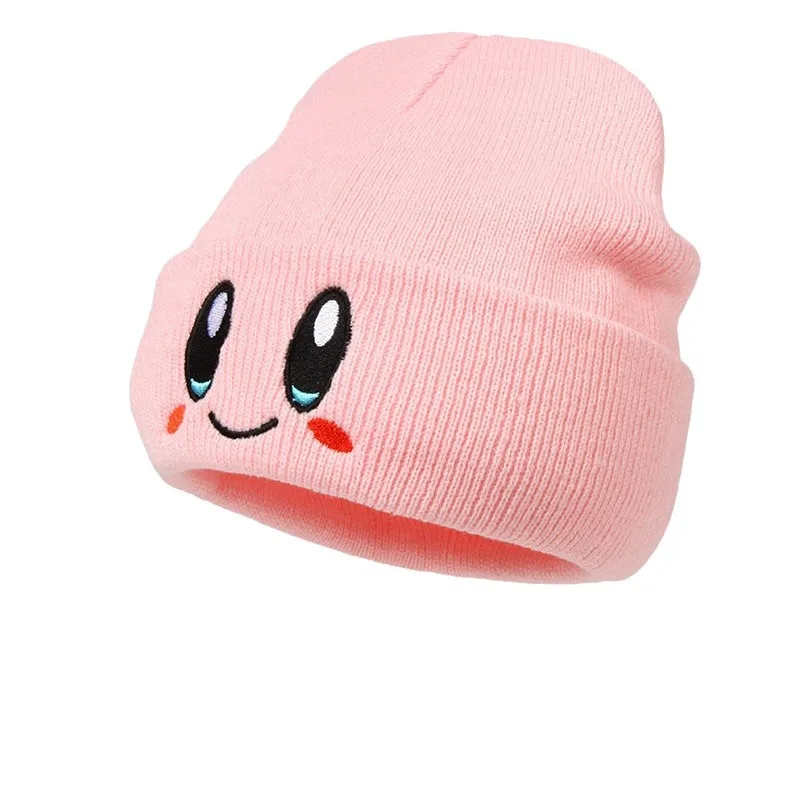 Casual Beanies Skullies KIRBYS Lovely Face Embroidery Knitted Hat Bonnet Cap Girls Boys Skiing Warm Unisex Beanie Accessories