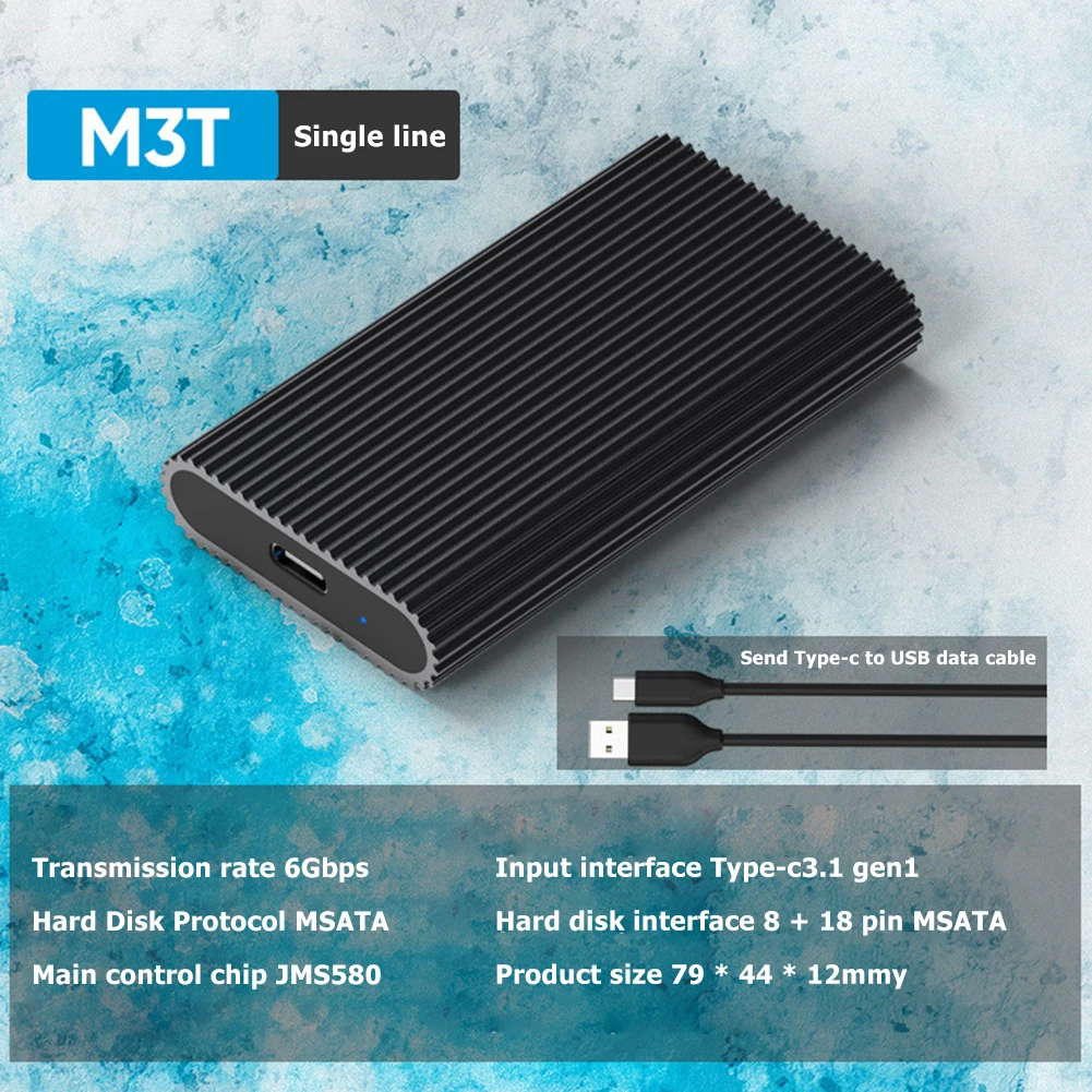 

USB 3.1 to MSATA SSD Box Type-C Adapter Hard Drive Enclosure SSD Disk Box Aluminum Alloy Mobile Solid State Drive Case