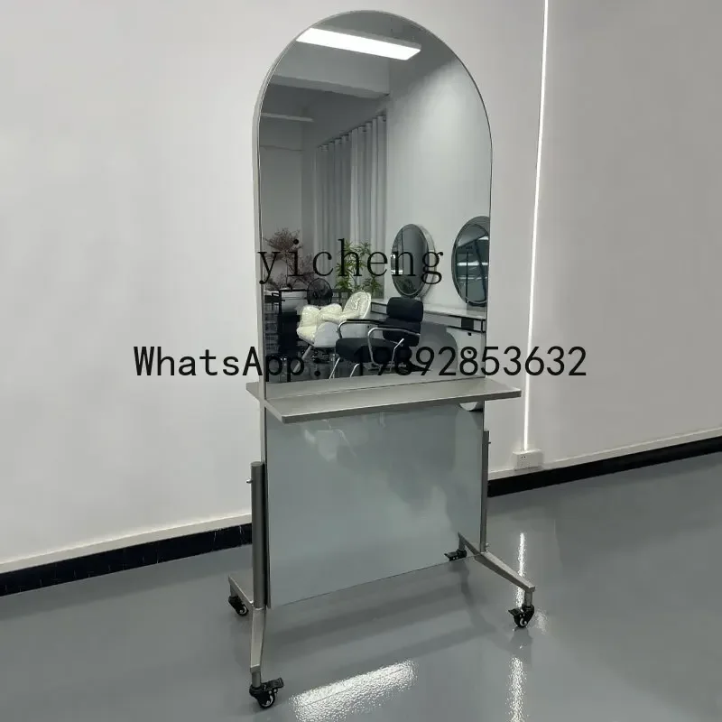 A1  barber mirror table double-sided door type stainless steel hair cutting mirror beauty salon movable perm mirror