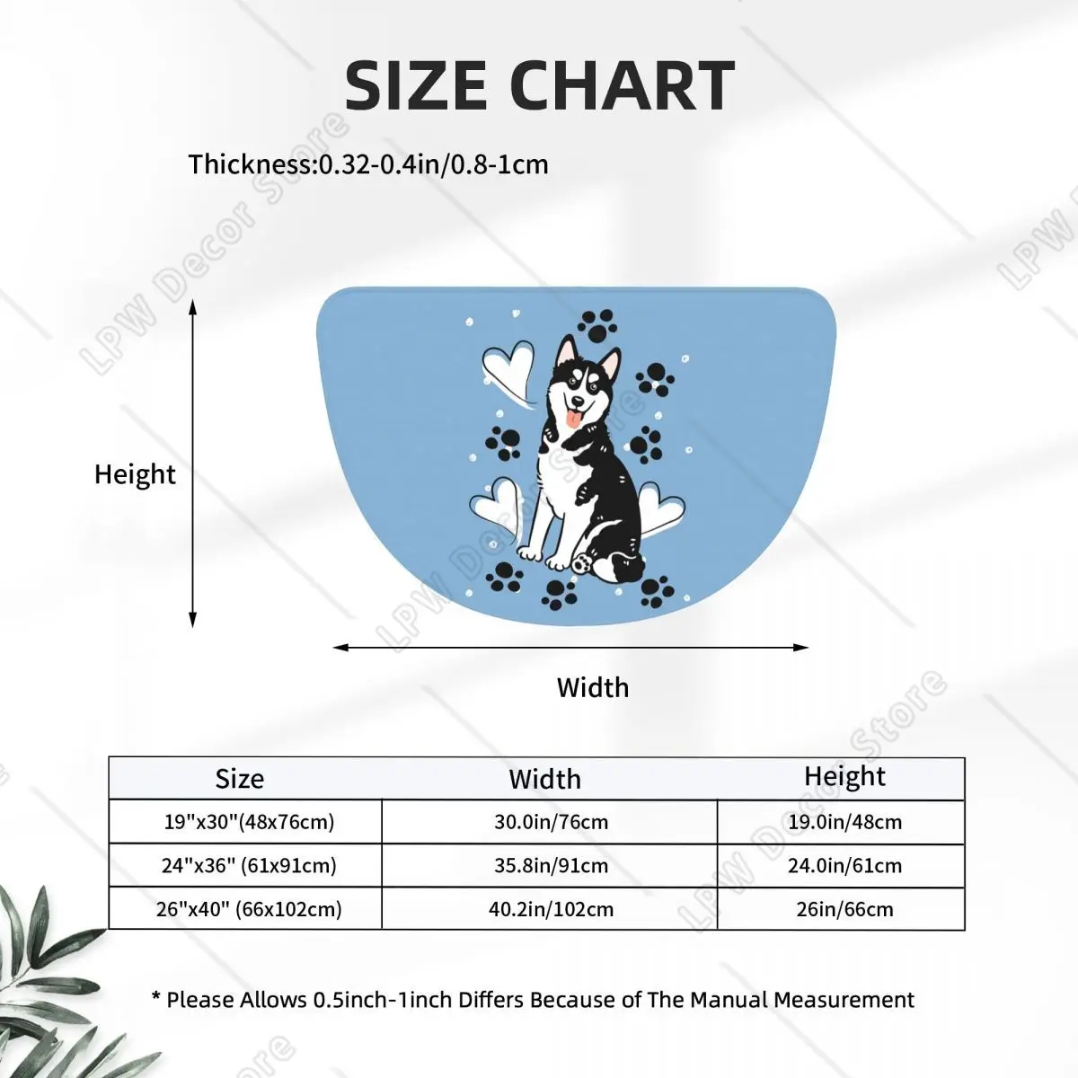 Love Black White Siberian Husky Dog Flannel Half Round Doormat Non Slip Bathroom Mat Absorbent Floor Carpet for Laundry Room