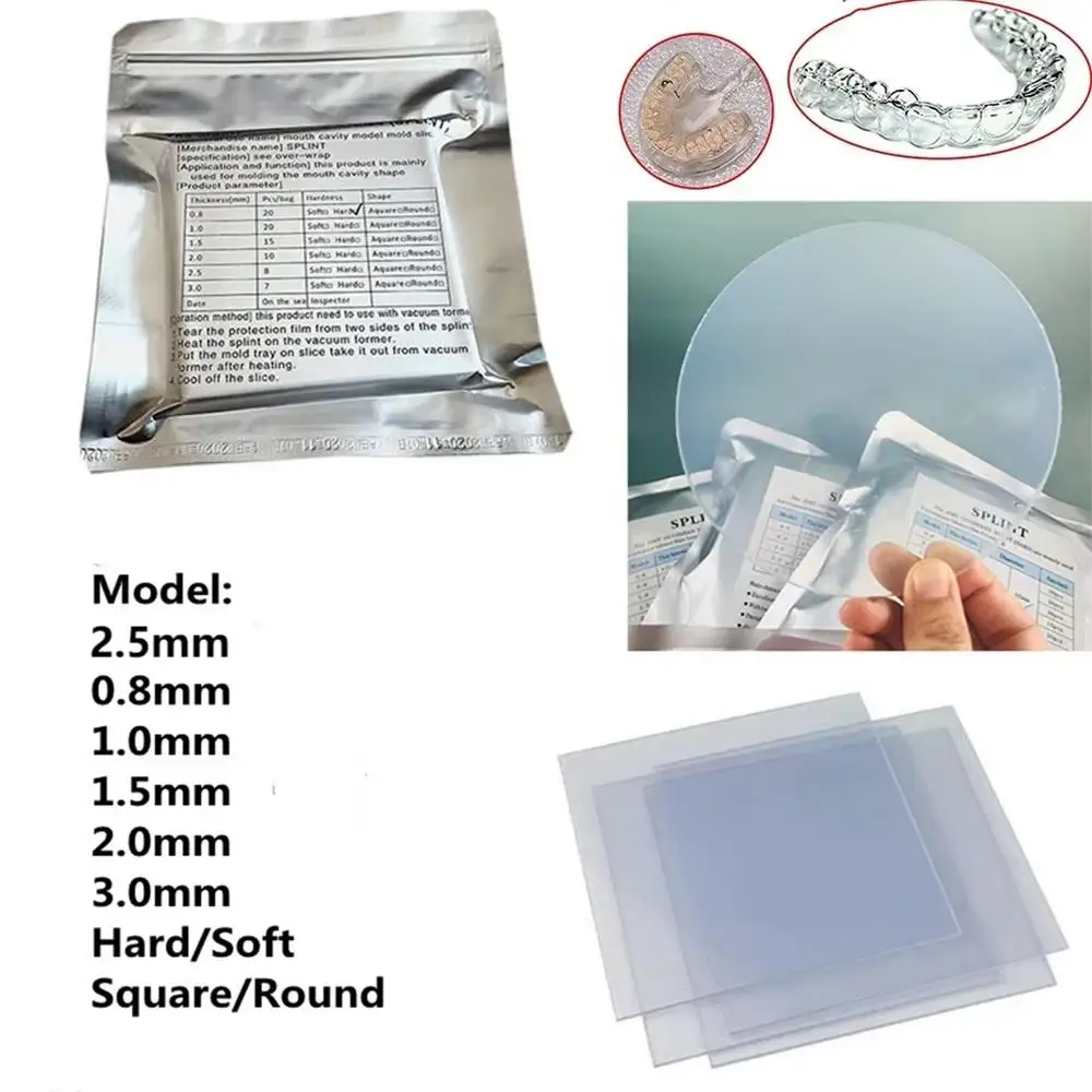 

Dental Lab Splint Thermoforming Materials Sheet Vacuum Forming Hard/Soft Denture Model Retainer Slice Square/Round Dentist Ortho