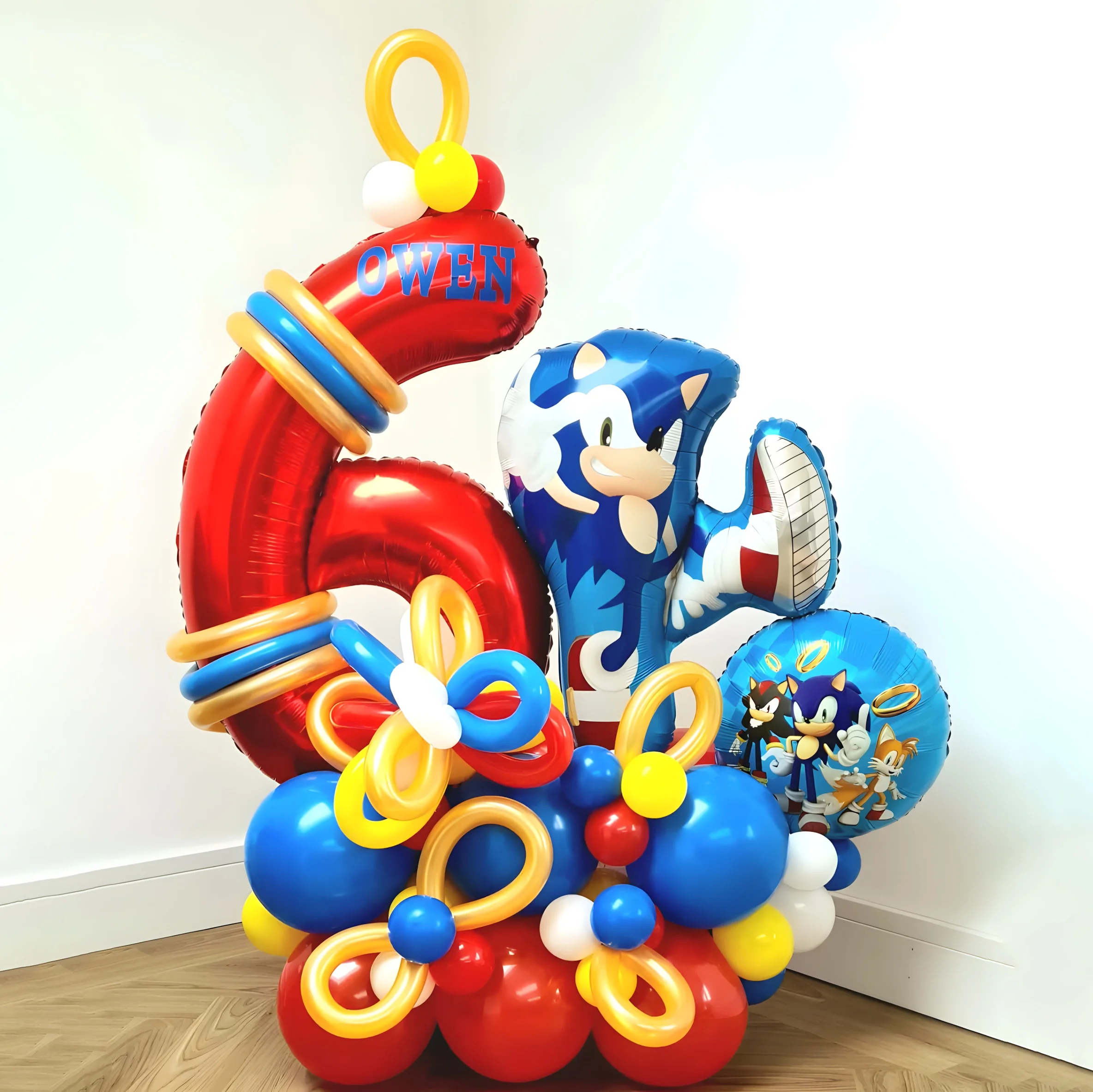 Juego de 53 piezas de película de aluminio digital roja, tema Sonic the Hedgehog, adecuado para Nissin, San Valentín, bodas y todos kin