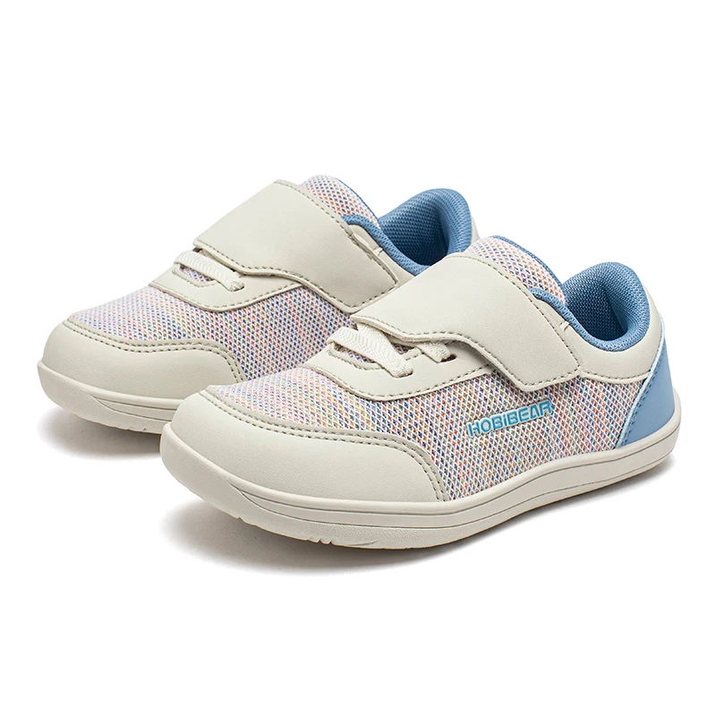 HOBIBEAR Wide Toe Barefoot Shoes Kids Minimalist Hook Loop Casual Sneakers Mesh Breathable Zero Drop Shoes