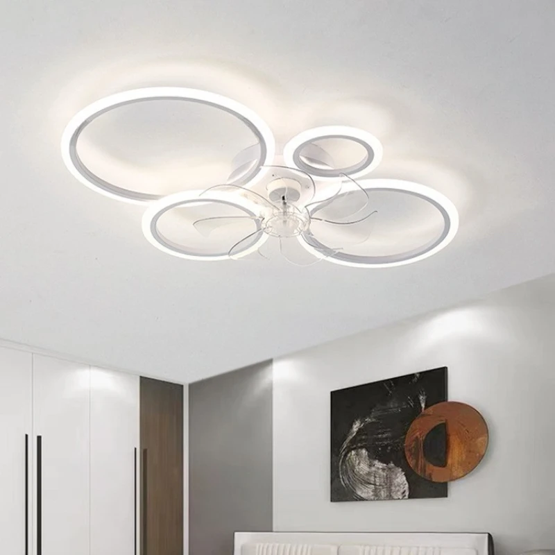 Living Room Ceiling Ring Fan Lamp Restaurant Bedroom Decoration Ceiling Fan Light Creative Simple LED Home Integrated Lighting