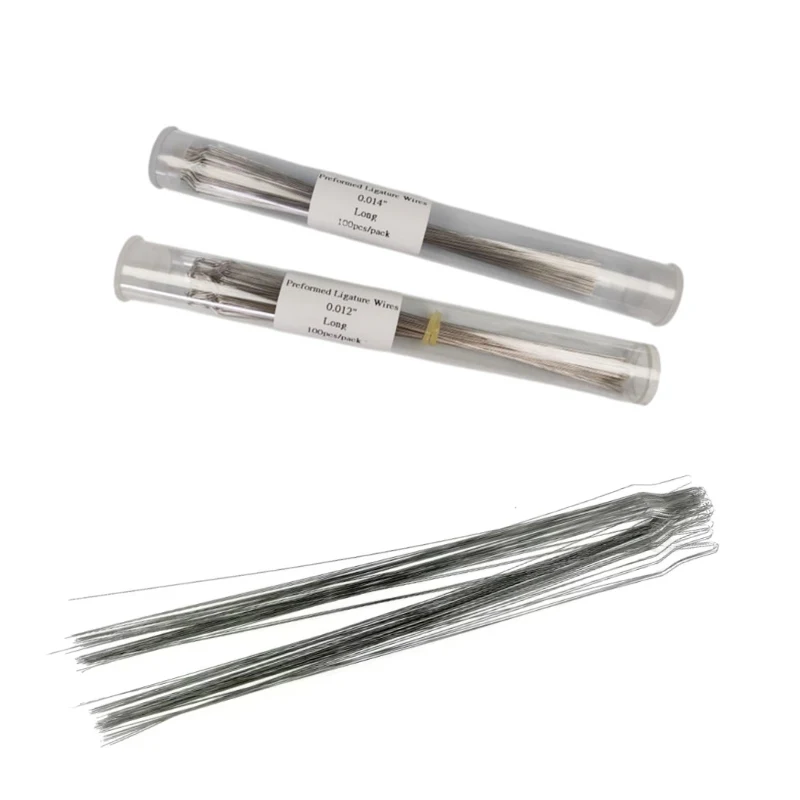 100Pcs/Tube Dental Orthodontic Ligature Wire Preformed Ligature Ties Twist Wires Stainless Steel Short/LongBracket Wire
