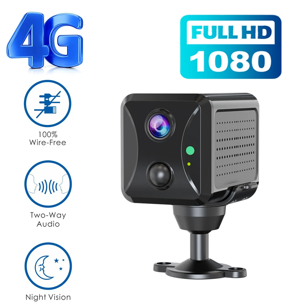 

4G Mini Camera 1080P HD WiFi Wireless IP CCTV Video Surveillance PIR Camera Battery Powered Two Way Audio 60days Standby Time