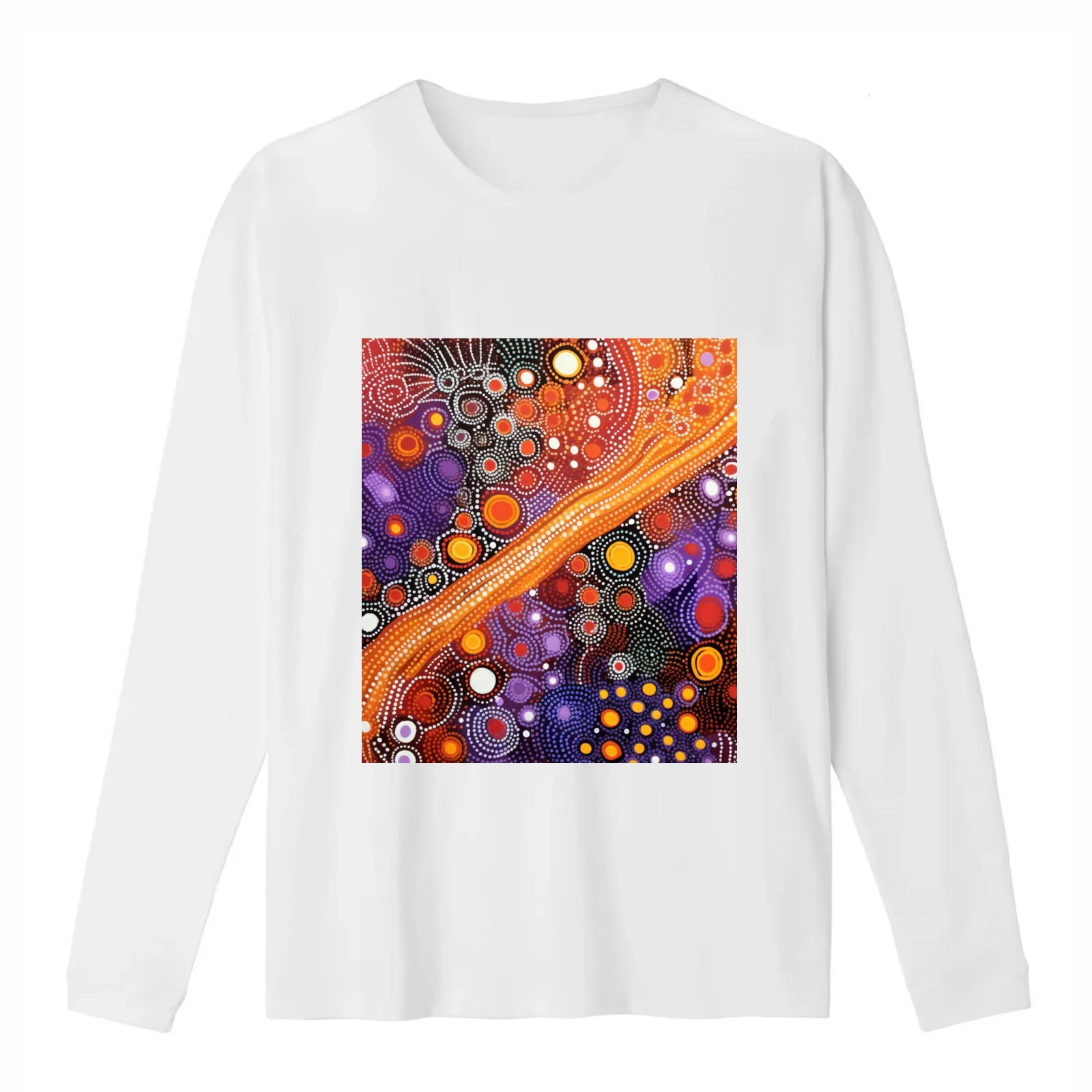 Aboriginal Authentic Art - Lava Stream T-Shirt Summer Casual Cotton Tee Oversized Streetwear Tops Vintage Graphic Print