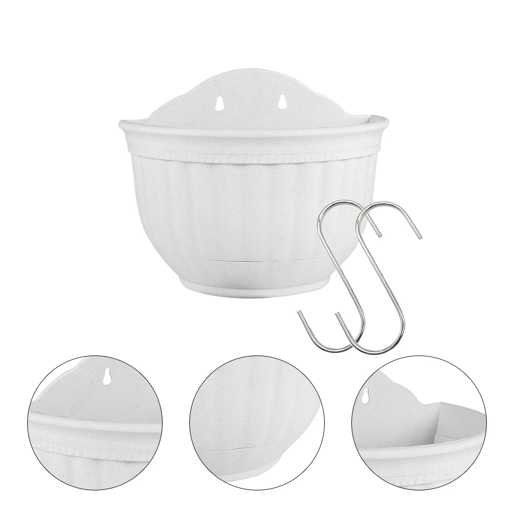 

Modern Wall Hanging Flower Pot 15x22cm White Large Size Half Circle Design Stylish Home Balcony Garden Decoration Plastic