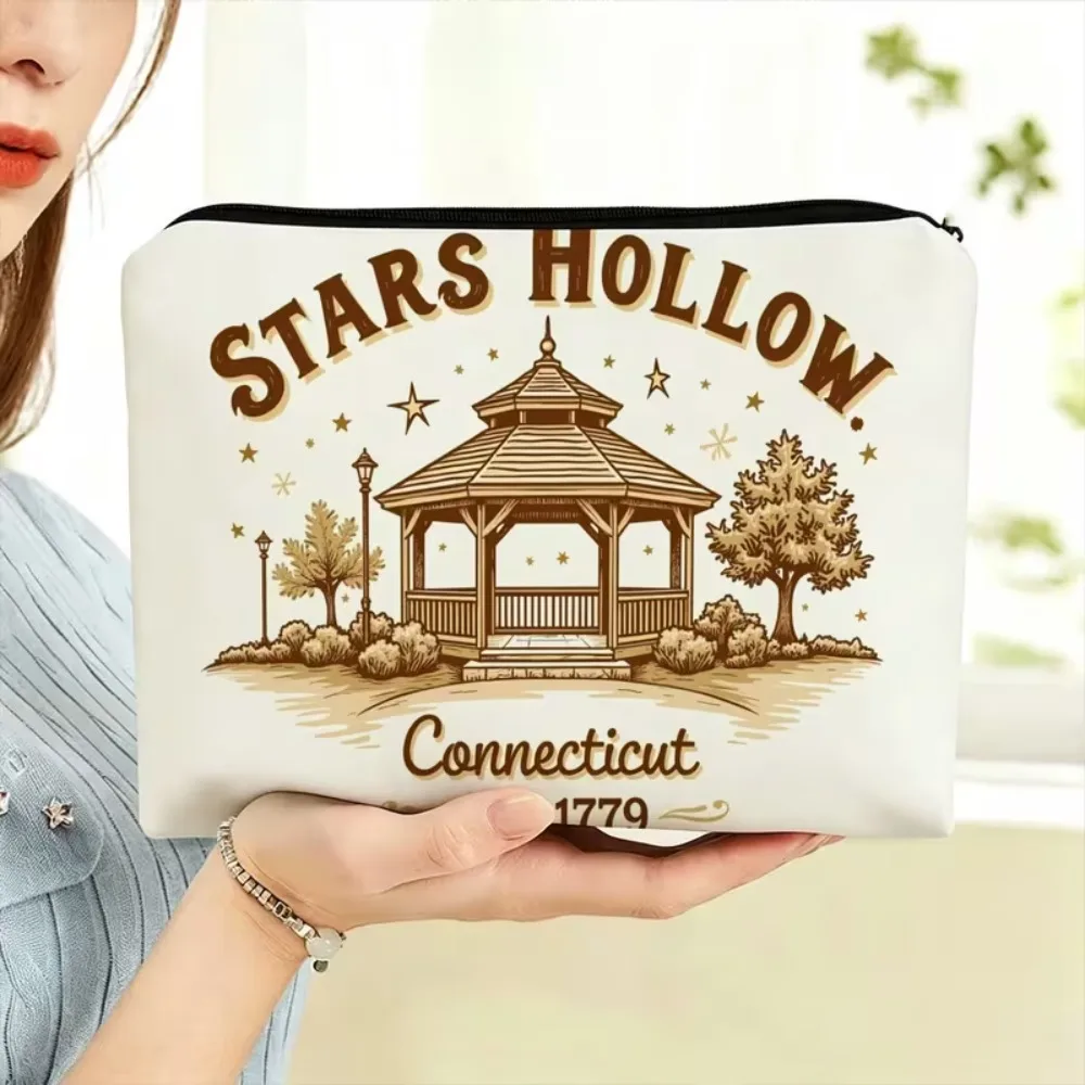 Stars Hollow Connecticut Canvas Zipper Pouch Vintage Gazebo Print Storage Bag Perfect Gift for Gilmore Girls TV Show Fans Women