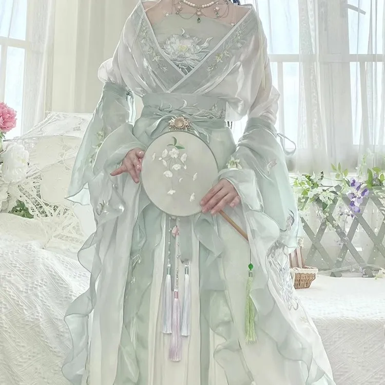 Women Chinese Hanfu Dress Ancient Traditional Embroidered Hanfu Sets Carnival Fairy Cosplay Costume Stage Performance Set