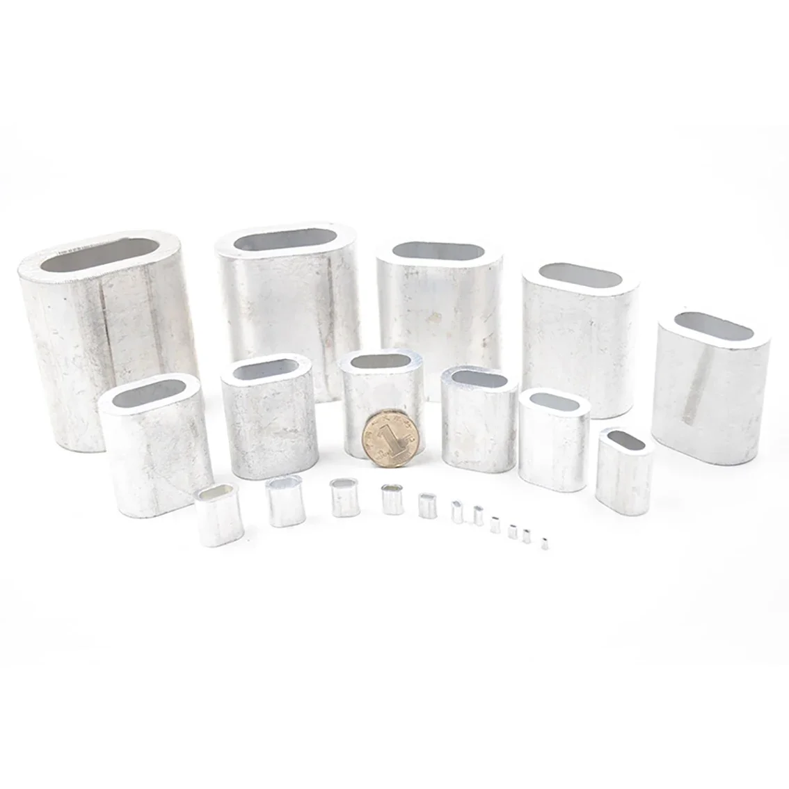 Manchons à sertir pour câbles, boîtier ovale en aluminium, M0.5-M22, virole à trou unique, boucle de sertissage, Clip de câble métallique en acier, manchon de protection ﻿