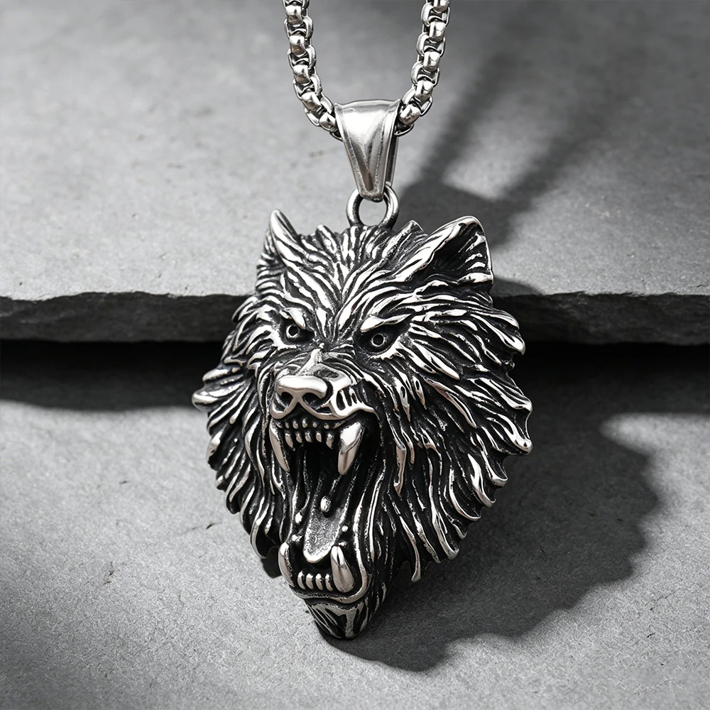 Norse Odin Fenrir Wolf Necklace Unisex Antique Stainless Steel Warrior Strength Talisman Collector Jewelry Gift Dropshipping