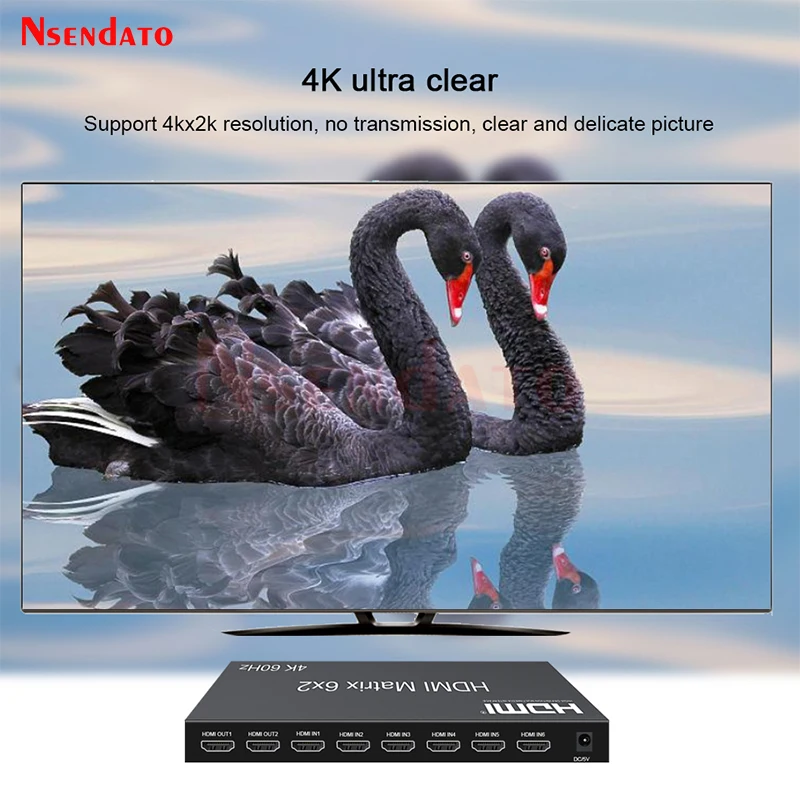 Switch a matrice HDMI 6x2 4k 60Hz Switch a matrice HDMI Splitter 6 in 2 out con switch audio video HDMI per monitor PC