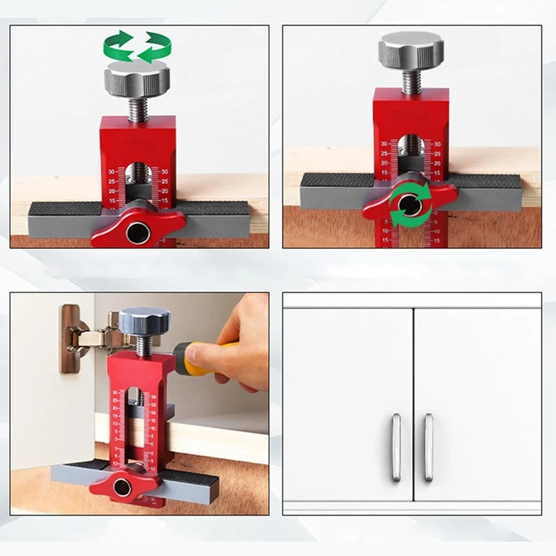 Positionneur d'installation de porte d'armoire, outil de positionnement de porte d'armoire en alliage d'aluminium réglable, adapté à la plupart des portes d'armoire