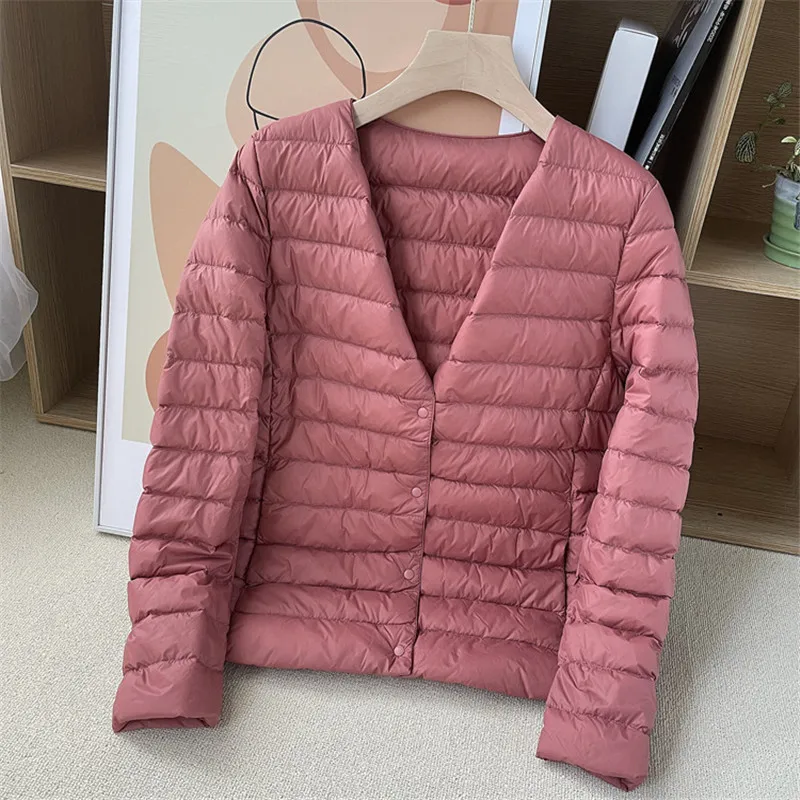 Autumn Winter Ultra Light White Duck Down Coat Parkas Women Long Sleeve Down Jacket Ladies Short Slim Warm Bigsize Outwears