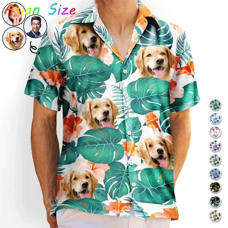 

Мужские гавайские рубашки 2026 года с 3D-печатью, забавные с изображением кошек и собак, персонализированные, сделай сам, с отложным воротником, с коротким рукавом, женские блузки