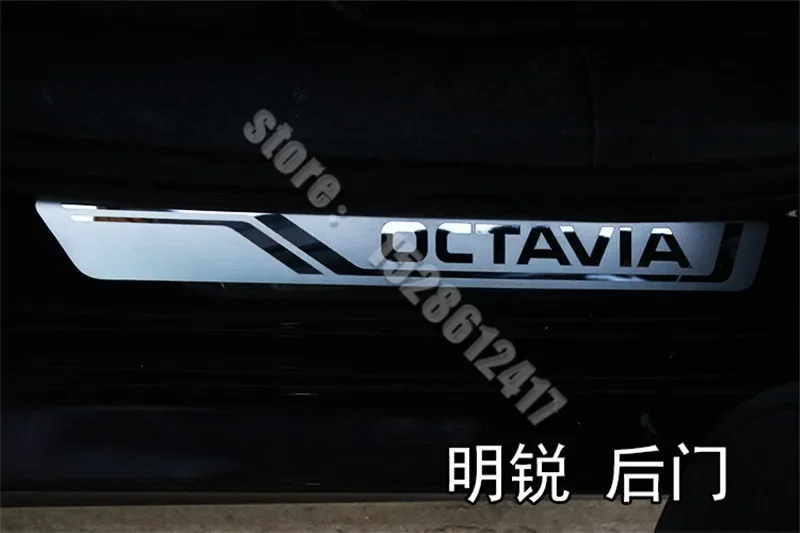 For Skoda Octavia A7 A9 2015 -2023 Stainless Steel Door Sill Scuff Plate Guard Kick Pedal Sticker Car Styling Accessories