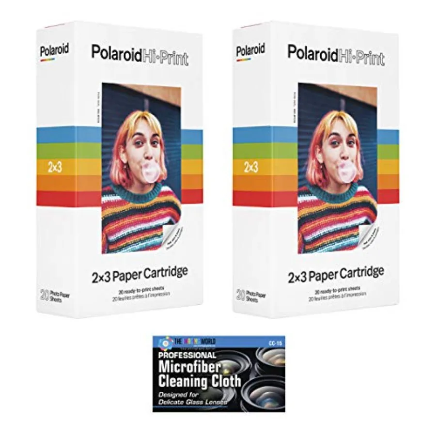

Картриджи с бумагой Polaroid Hi-Print 2 x 3 дюйма - 2 упаковки, 40 листов - с салфеткой из микрофибры для очистки