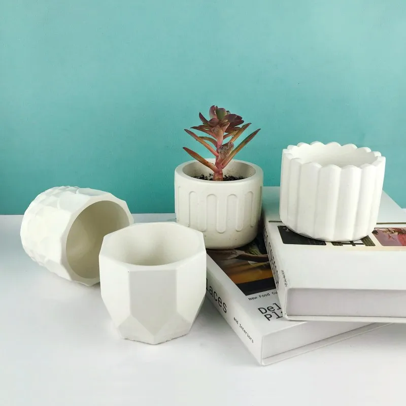 

Concrete Flowerpot Silica Gel Mold Geometric Storage Box Cylindrical Potted Vase Plaster Mold Gardening Vase Silica Gel Mold