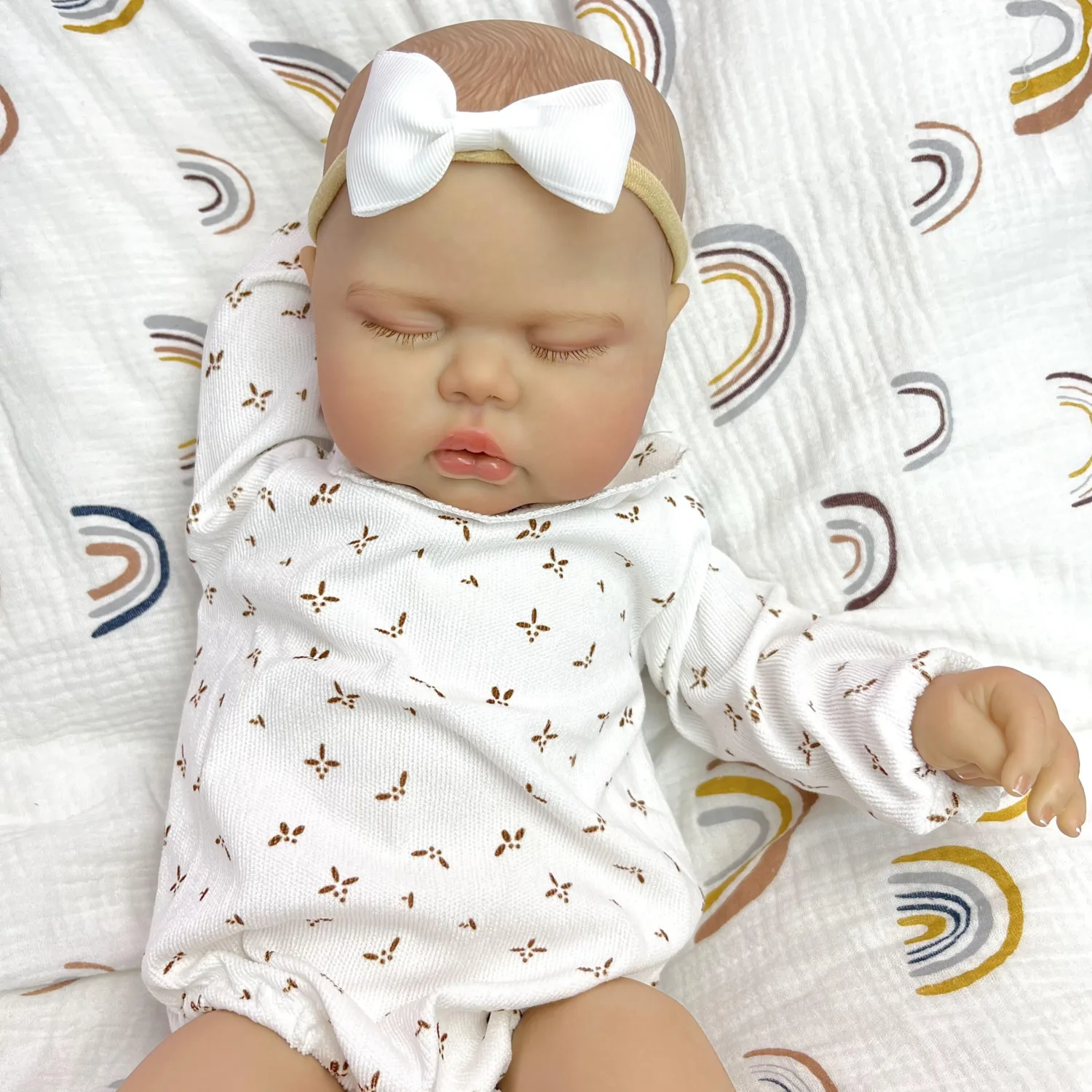 BZDOLL 20Inch 3D Skin With Visible Veins 50CM Fat Reborn Asleep Baby Doll For Kids Vinyl Limbs Cloth Body Lifelike Birthday Gift