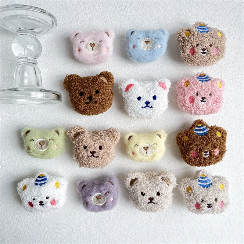 Cute Plush Bear Phone Grip Holder Adhesive Soft Cartoon Bear Expandable Phone Stand Anti-Drop Finger Socket for Cell Mobile