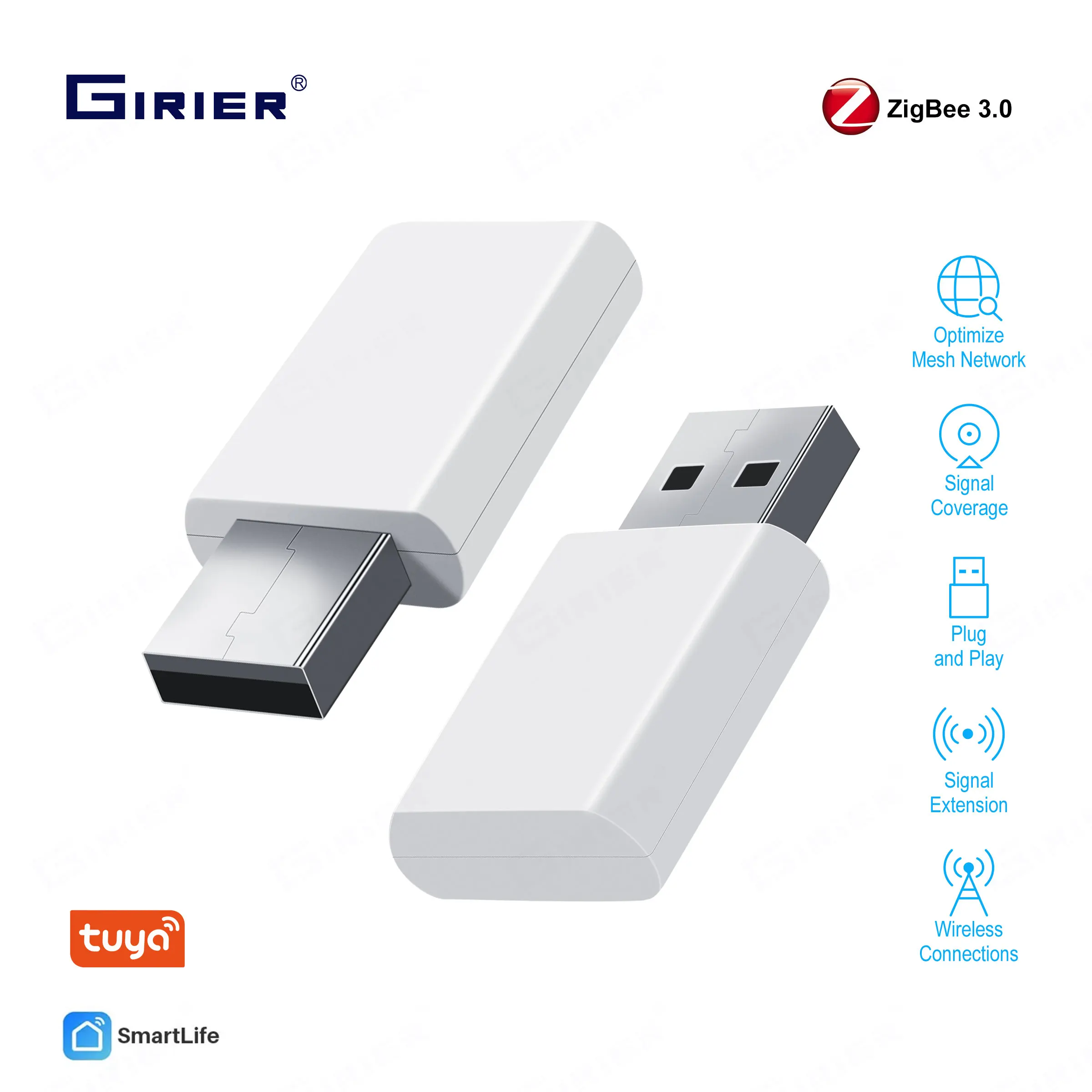 Усилитель-повторитель сигнала GIRIER ZigBee, USB-удлинитель сигнала для умного дома, 20-30 м стабильная сеть, требуется концентратор Tuya ZigBee