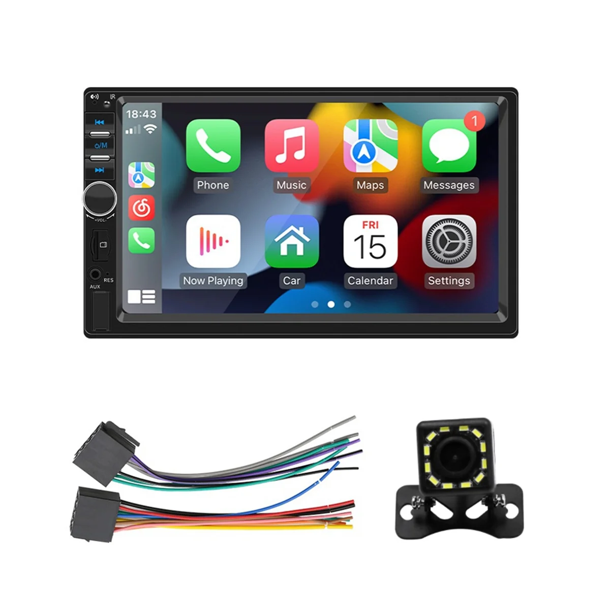 

A62T-7 Inch Double Din CarPlay Car Stereo with CarPlay Android Auto, Car Radio with Mirror Link Bluetooth FM Reverse Camera