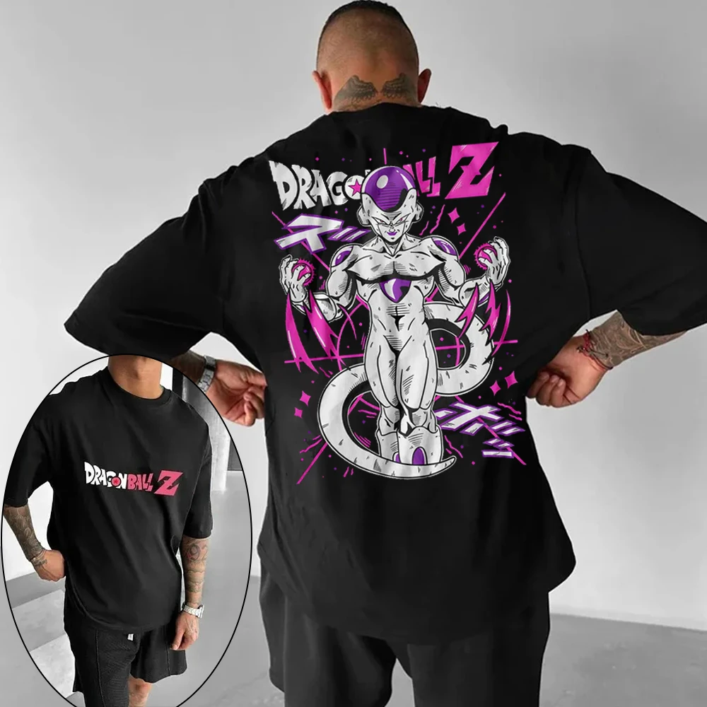 Camiseta de Dragon Ball de verano para hombre, Anime japonés Majin Buu Frieza de algodón Y2K Harajuku, manga corta para padres e hijos