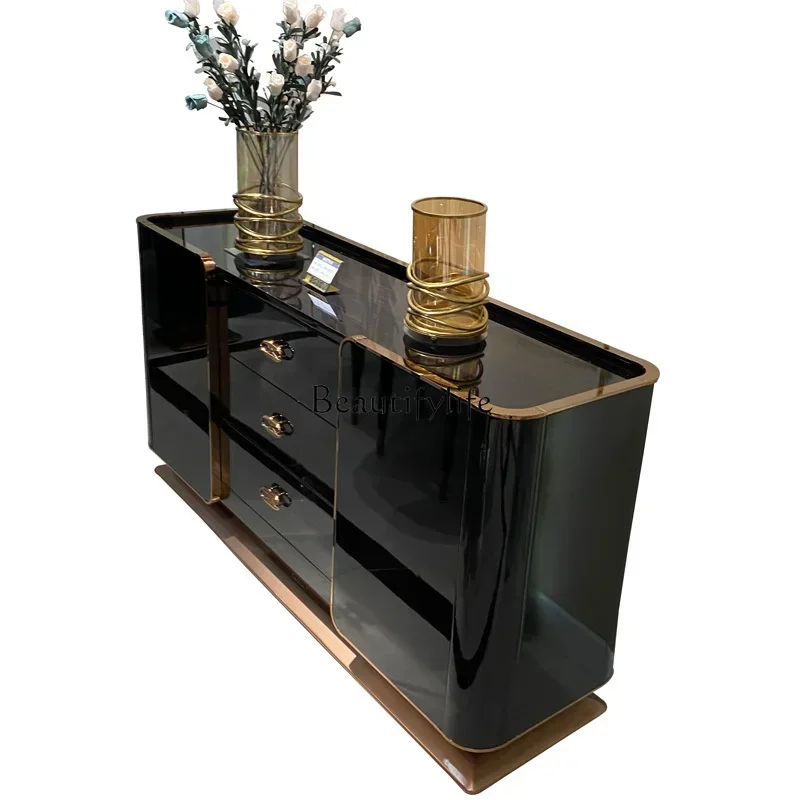 

ld 38 Italian light luxury dining side cabinet solid wood high-end entrance restaurant locker