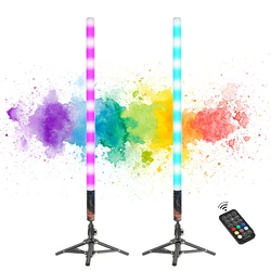 LUXCEO 2PCS LED Color Changing Lamp Ambient Light Battery powerd RGB Mood Light Tube Lighting for Halloween Party Room Bar Decor