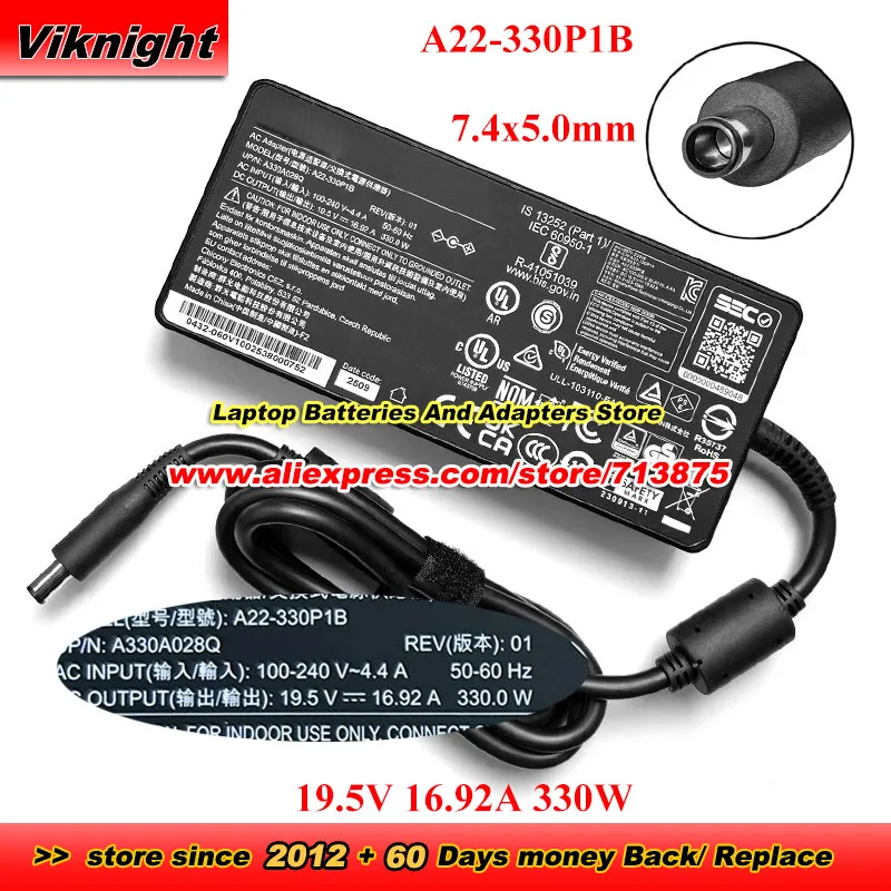 Original A22-330P1B AC Adapter For CHICONY 19.5V 16.92A 330W A330A028Q Power Supply with 7.4x5.0mm Tip Power Adapter