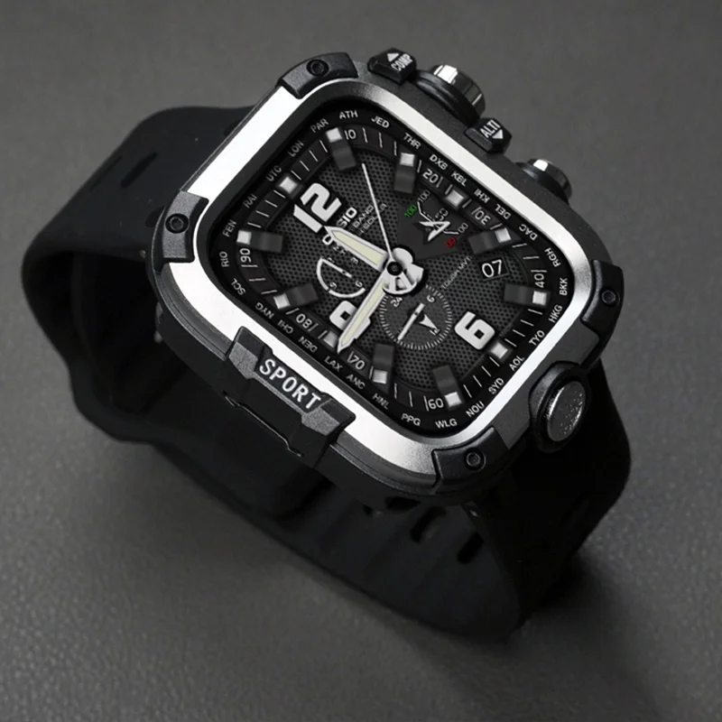 Водонепроницаемый металлический чехол-бампер для Apple Watch 46 мм 45 мм 44 мм Защитная крышка с закаленной пленкой для IWatch Series 10 9 8 7 6 5 SE