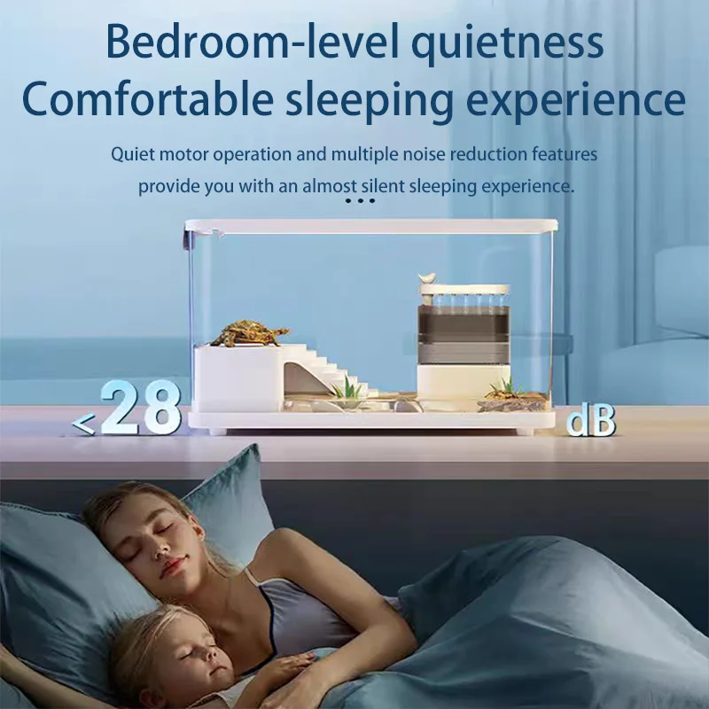 Turtle Tank Waterfall Filter Low Water 3-In-1 Suction Purification Recirculating Filter Box Fecal Clean Up