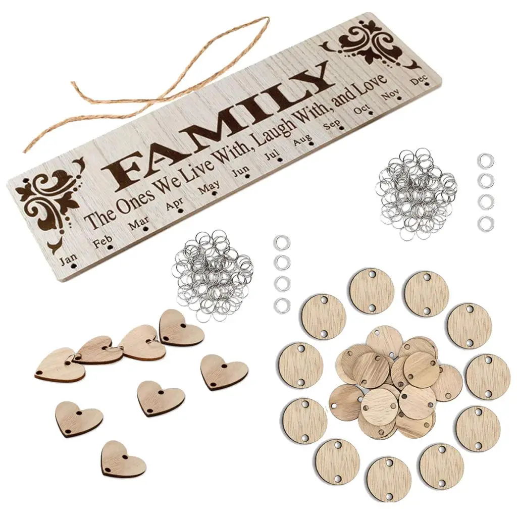 Important Dates Tracker Calendar Wooden Birthday Reminder Plaque DIY Family Wall Hanging for Event Planning