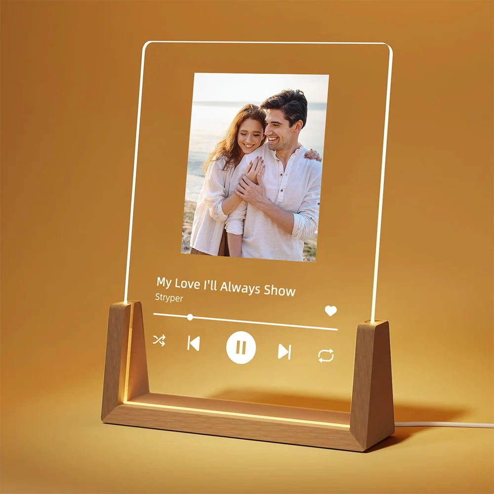 Personalized Photo Music Night Light Custom Portrait Acrylic Lamp with Song Romantic Anniversary Wedding Couples Birthday Gift image 5