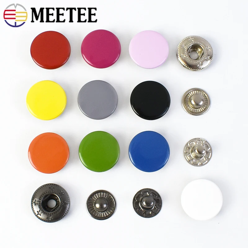 Meetee 20/50Sets 12/15/17mm Snap Fastener Press Stud Button for Clothing Snaps Buttons DIY Clothes Hand Sewing Accessories