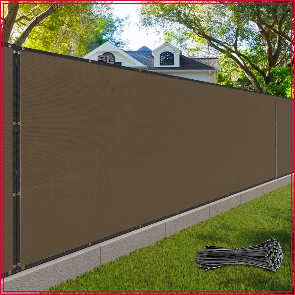 

6x50 ft Brown Fence Privacy Screen, Heavy Duty with Black Bindings for Garden, Patio, Backyard, Construction