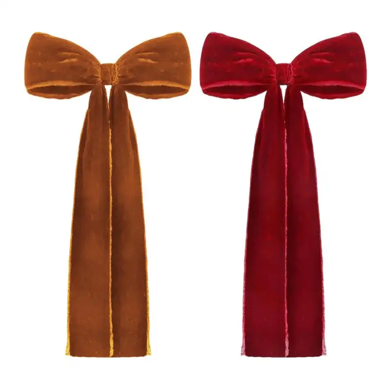 Burgundy Velvet Christmas Bows for Christmas Tree 7.7 X 8.6 In Velvet Ribbon Bows for Garland Staircase Window Doors Walls