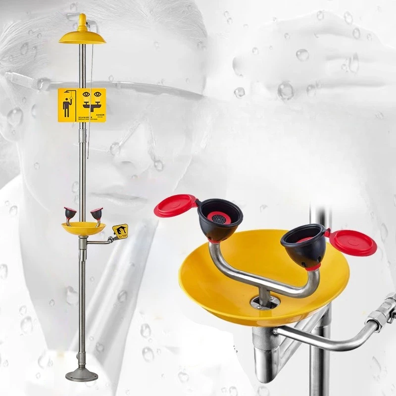 

Laboratory Eye Wash Station 304 Stainless Steel Composite Emergency Shower Inspection Factory Shower Stand-Up Eye Wash Station