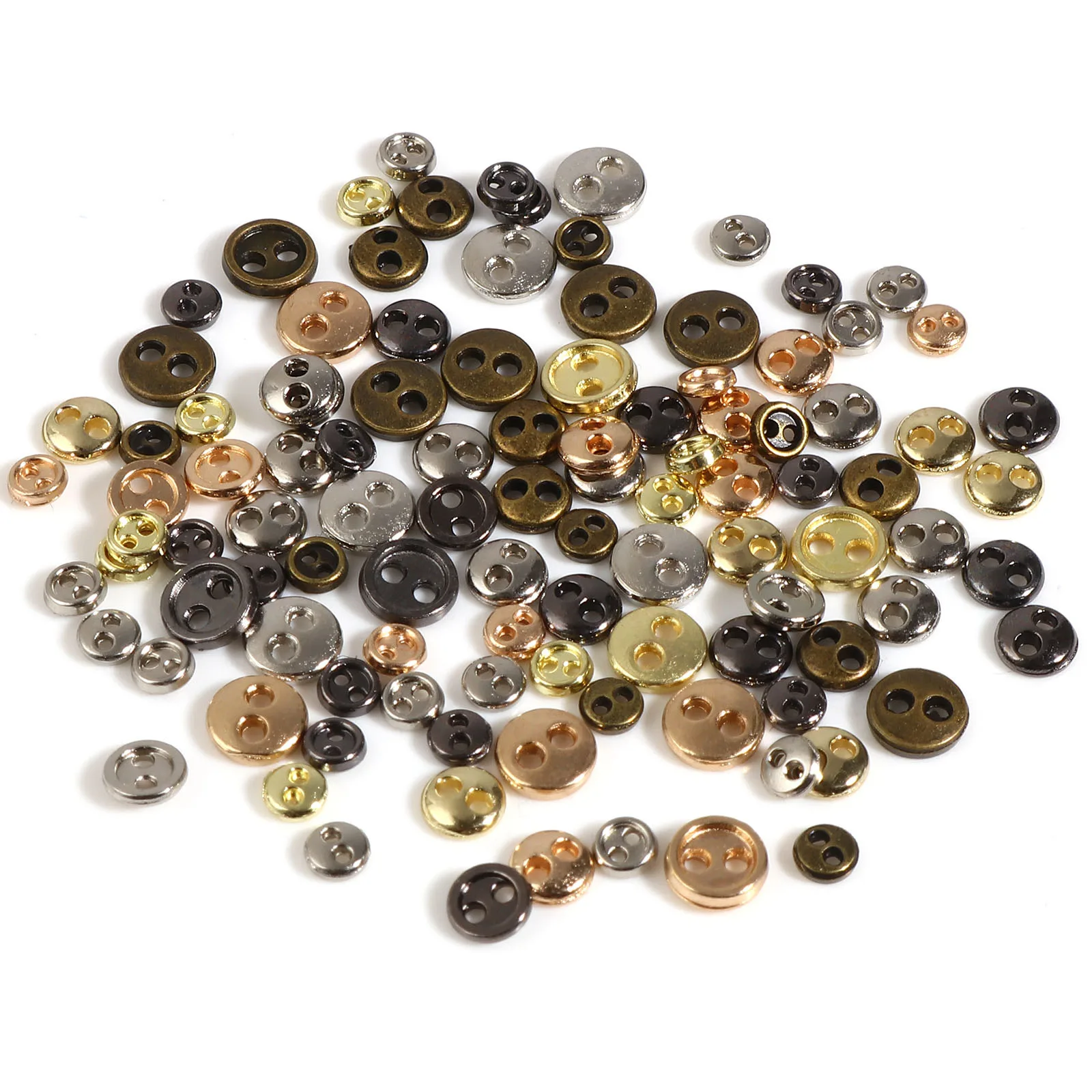 3/4/5/mm Mini Metal Buttons for DIY Doll Clothes Round Buckles 2 Holes Handmade Card Making Scrapbooking Buttons Sewing,50Pcs