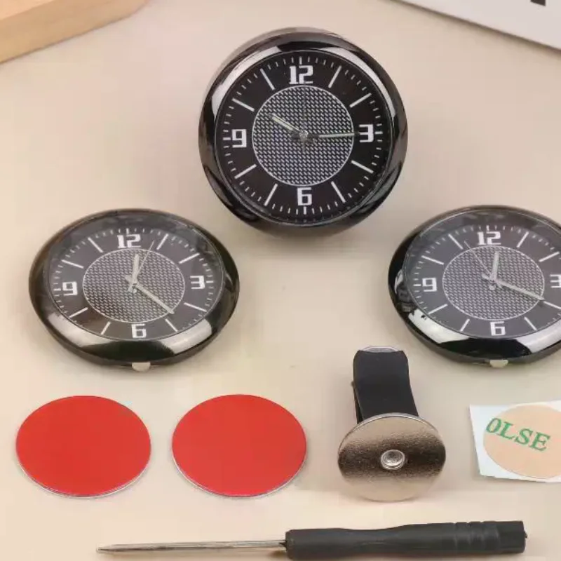 Car Clock Luminous Mini Automobiles Internal Stick-On Digital Watch Mechanics Quartz Clocks Auto Ornament 40mm