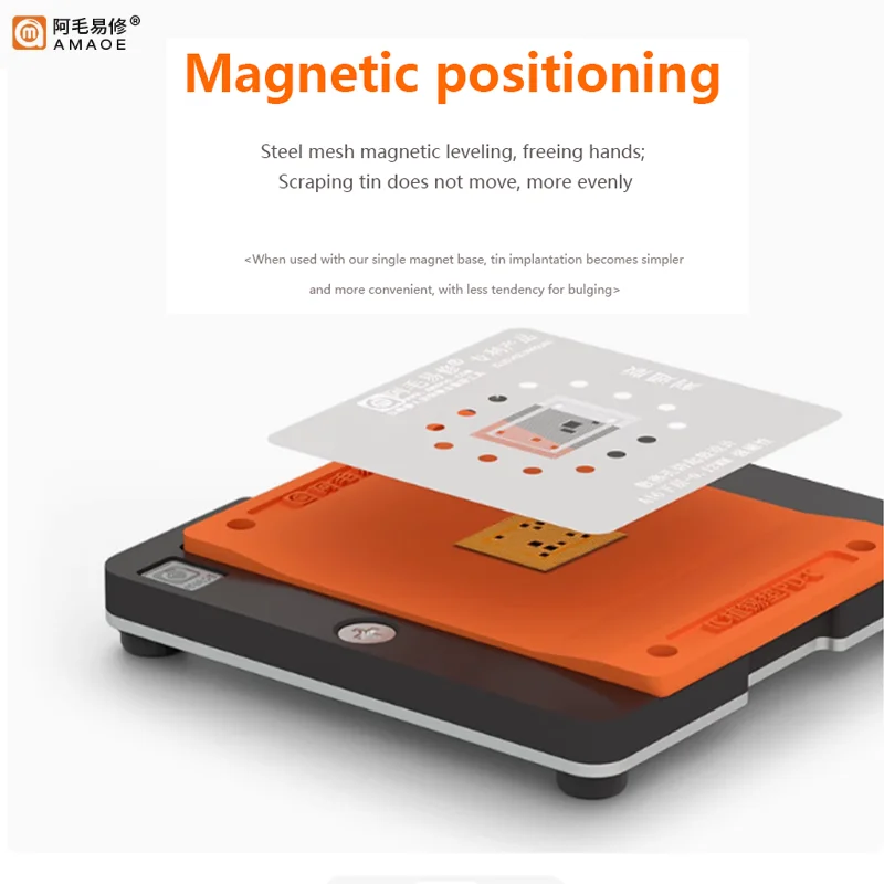 AMAOE PD-C Repair The Tin Pad IP Android Phone BGA Chip Tin Plating Magnetic Steel Mesh Positioning For CPU IC Reballing Stencil