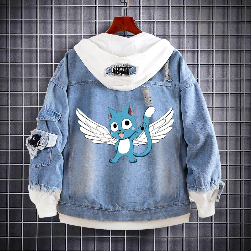 Anime Fairy Tail Cosplay Cartoon Jeans giacca uomo donna cappotto di Jeans felpa con cappuccio Casual capispalla giacche invernali